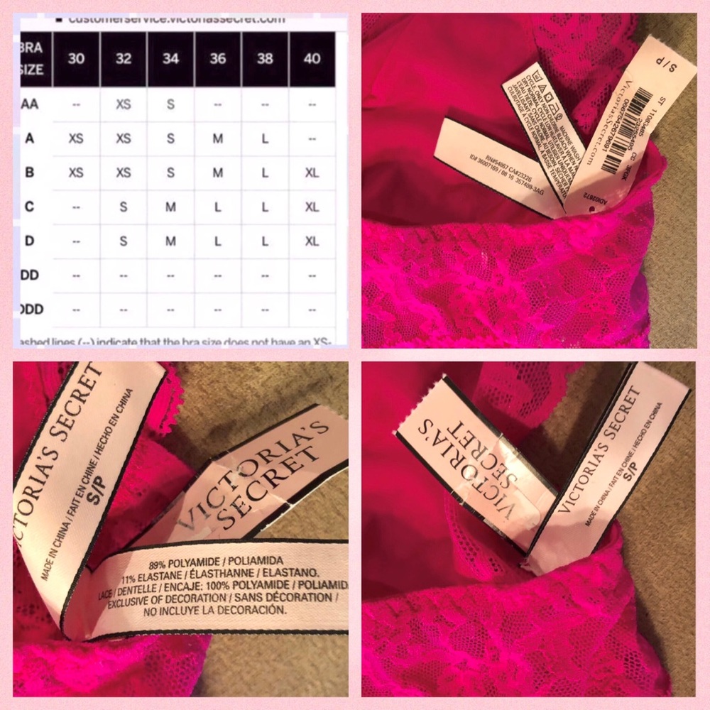Victorias Secret Fuchsia Lace Racerback Bralette S - Picture 7 of 7